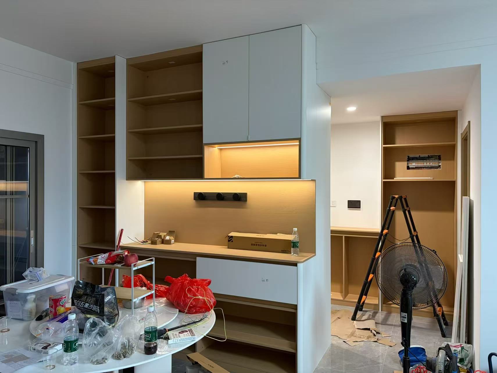 Custom Carpentry & Installation - Photo 4 — Project Photo: Built-in storage and shelving during installation.