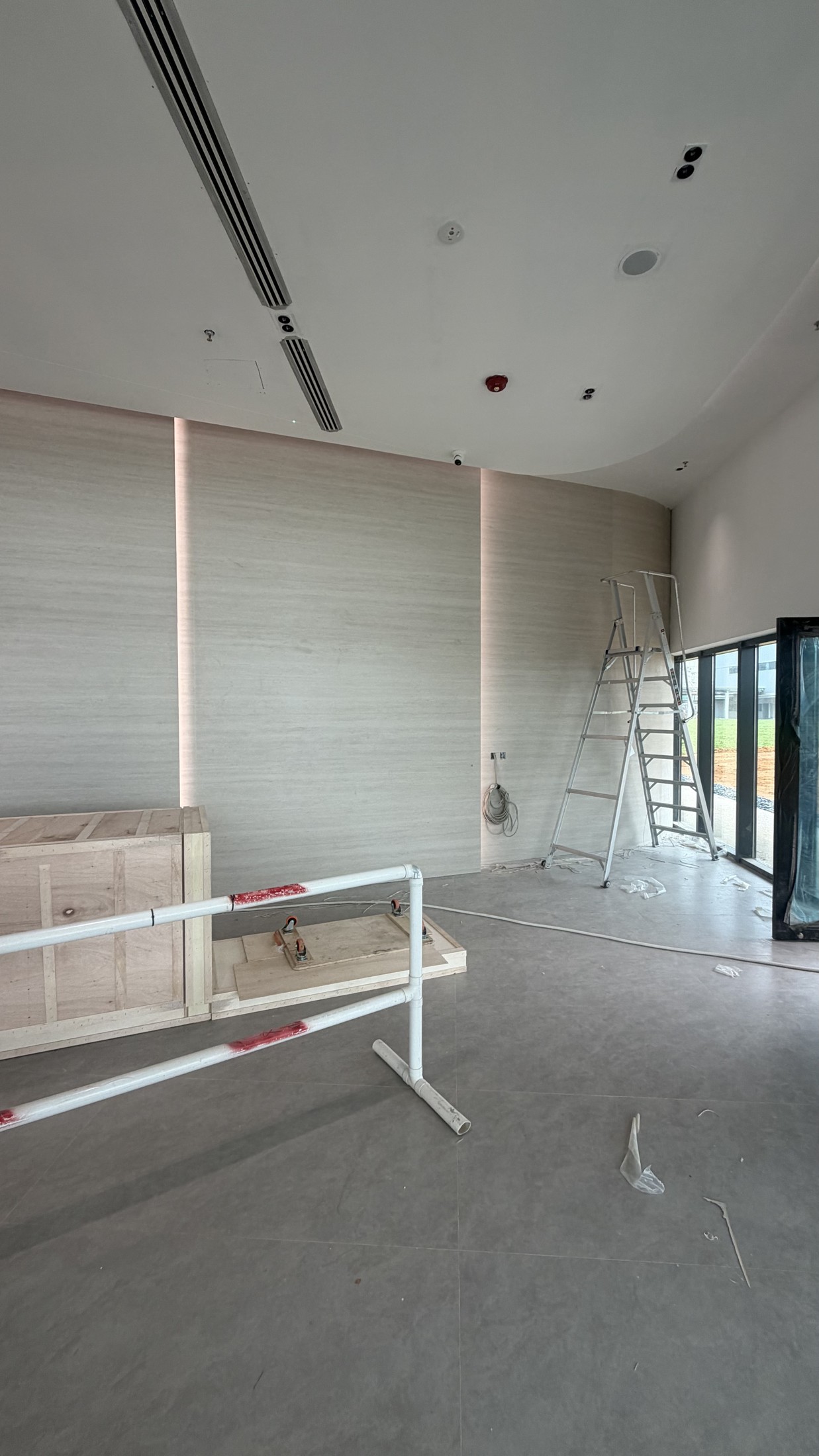 Tile Grouting - Commercial Wall and Floor Project — In Progress: Wall and floor tile details during renovation.