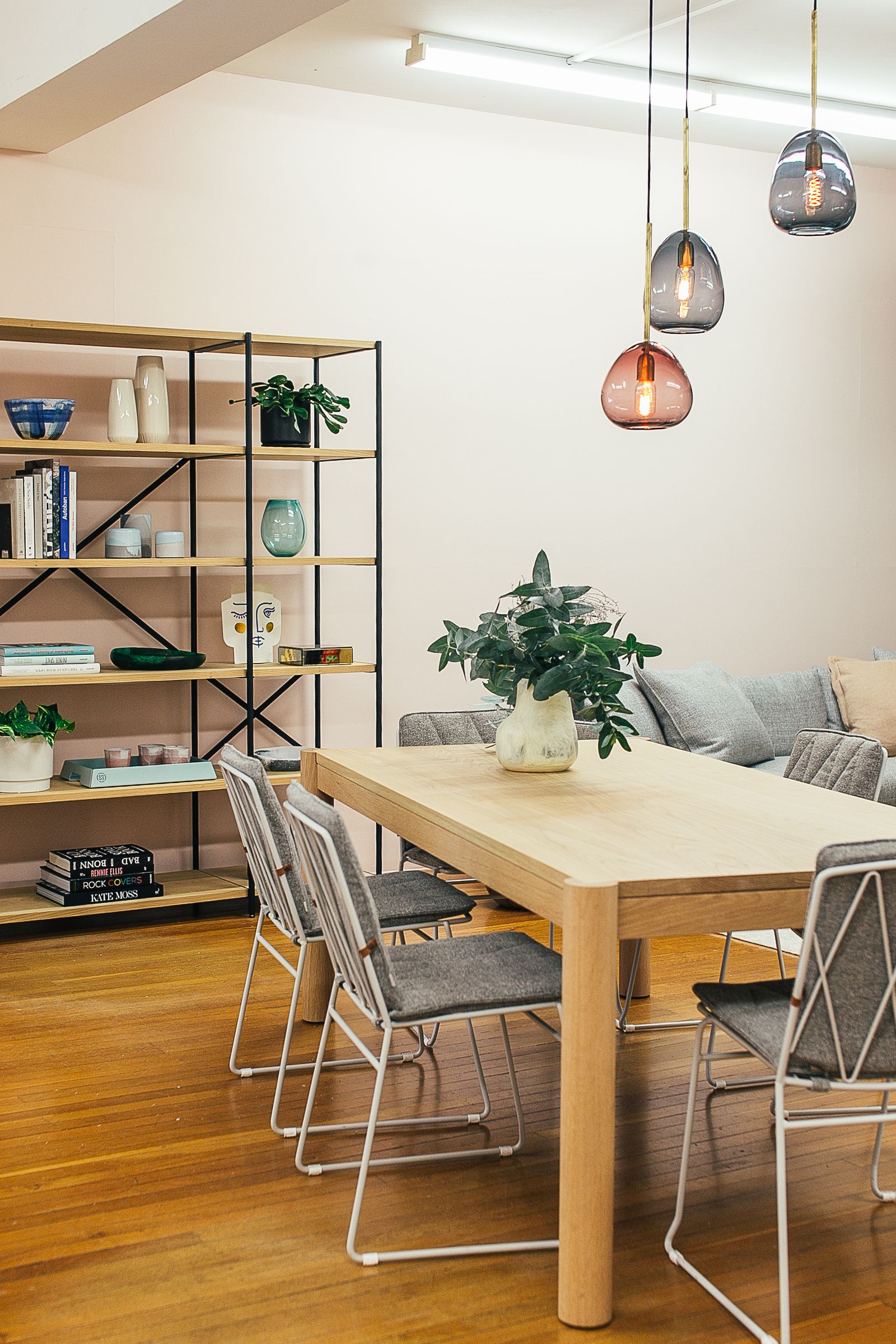 Wooden table and furniture surfaces in a living room